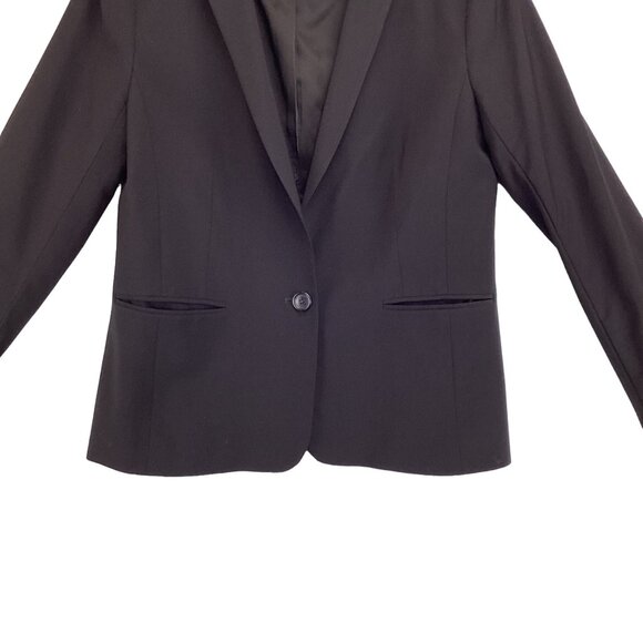 Talbots Womens Jacket Size 8 Black Wool Blend Blazer Tailored Silhouette - Picture 3 of 9